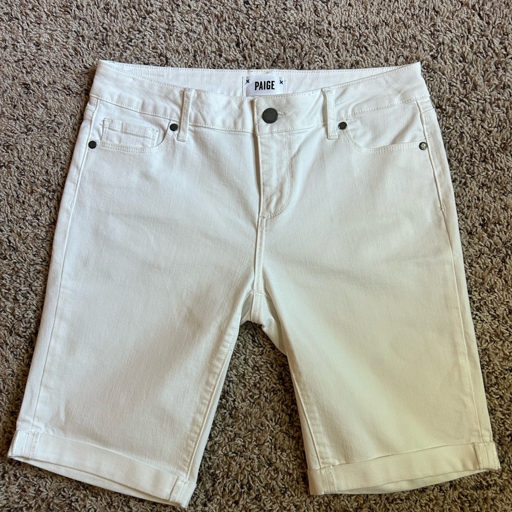 PAIGE Women's White Denim Shorts